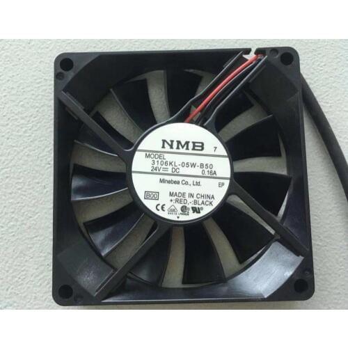 NMB 3106KL-05W-B50 DC 24V 0.16A 80X80X15mm 2-Wire Server Cooling Fan