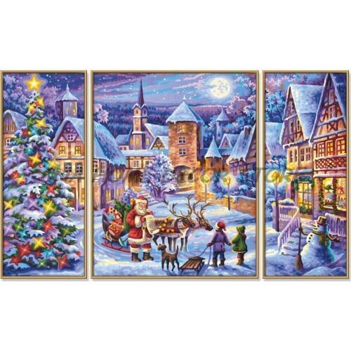2018 New Arrival Christmas gifts 3pcs set Drill Mosaic 5D Diy Embroidery Diamond Painting wall decor Santa Clause wall stickers