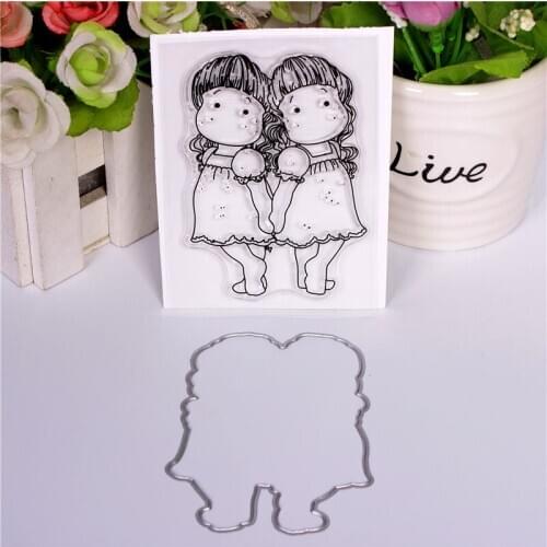New girl cartoon pattern Stamp And metal die Scrapbooking Alphabet Stamp Embossing Craft making Silicone Transparent Stamps