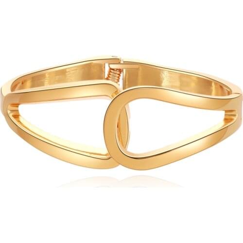 ORNAPEADIA Geometric Symmetry Hollow Exaggerated Creative Personality Bracelet for Women Alloy Spring Magnetic Buckle Bracelet