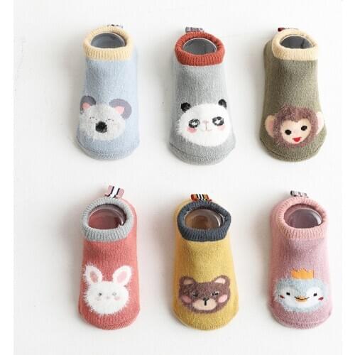 Autumn Winter Thick Soft Cotton Baby Girls Socks Newborn Cartoon Animal Baby Socks Infant Baby Boy Socks Anti Slip Floor Sock