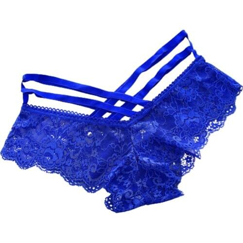 Plus Size Sexy Pantie Women Underwear Criss-cross Bandage Hollow Out Briefs Lace Stretchy Underpants Thong Women Girls Pantie