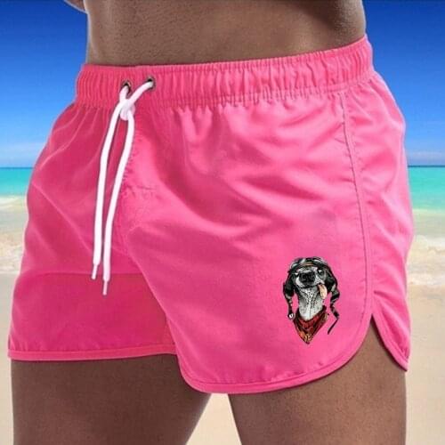 NEW Mens Casual Shorts Summer Loose Breathable Quick Dry Shorts Beach Hot Shorts Mens Solid Dog Printing Shorts Large Size