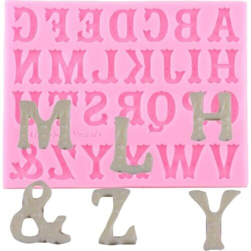 Capital Letter Silicone Mold DIY Baby Birthday Cake Decorating Tools Cake Border Fondant Mould Candy Resin Clay Chocolate Molds