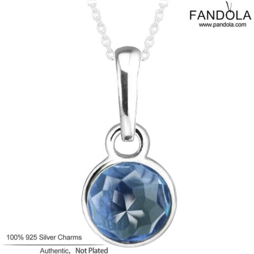 Blue Crystal Bead 925 Sterling Silver December Droplet Charms Beads for Jewelry Making Fits Europe Bracelets Berloques