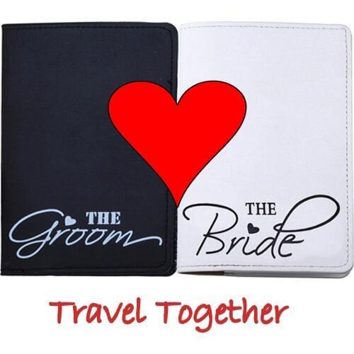 Marry Honeymoon Travel Bride Groom Letter Passport Cover For Travel Card Case Cash Holder Travel ID Card Passport Holder CH11B