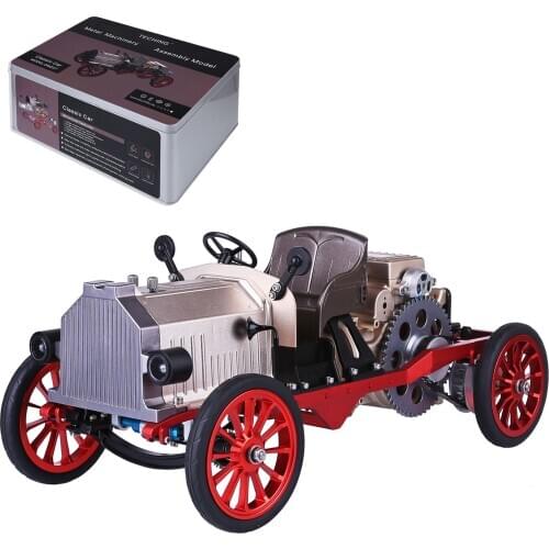 Teching Mini APP Remote Control Electric Single-cylinder Engine Vintage Classic Car DIY Metal Mechanical Model High Level Toy