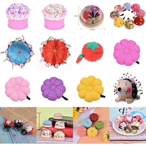 Pumpkin Ball Shaped Needle Pin Cushion Wrist Pincushion Wrist Strap Stitch Needlework Sewing Pin Mat DIY Craft Sewing Supplies
