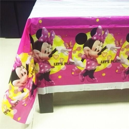 Pink Red Minnie Mouse Party Supplies Table Cloth Favor Kids Girls Birthday Tablecloths Party Festival Decoration 108cm*180cm 1