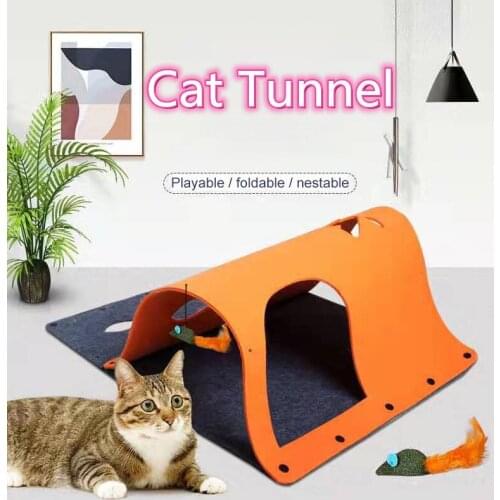 Felt Cat Tunnels Litter Mint Mouse Toy For Indoor Cats Tube Kitty Multfunctional Tunnel Bed Bored Cat Pet Toys With Peek Hole