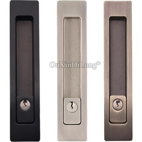 Top Quality Recessed Sliding Door Lock Mortise Hook Lock Set Push / Pull Door Lock Black/Brushed/Bronze/Red Bronze