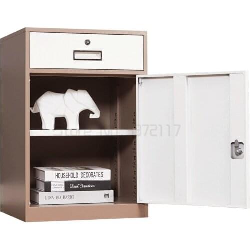 Household color drawer with lock, office file cabinet, tin multi-layer storage, small movable table side information cabinet