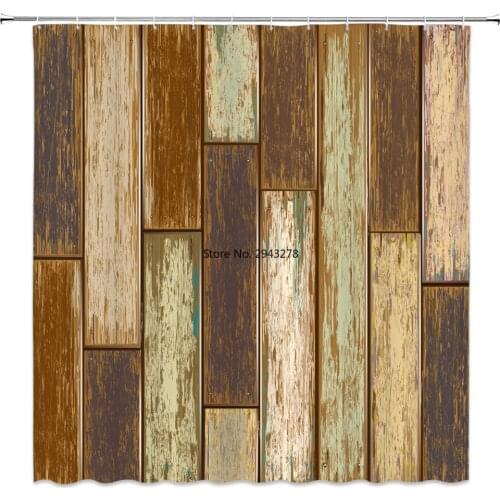 Old wood grain Shower Curtains Retro european style Bathroom Waterproof Decor Bath Polyester Cloth Shower Curtain Set
