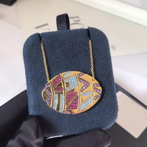 UMGODLY Fashion Copper Yellow Gold Color Multicolor Zirconia Oval Tribal Pendant Necklace Women Mana Jewelry New Arrival