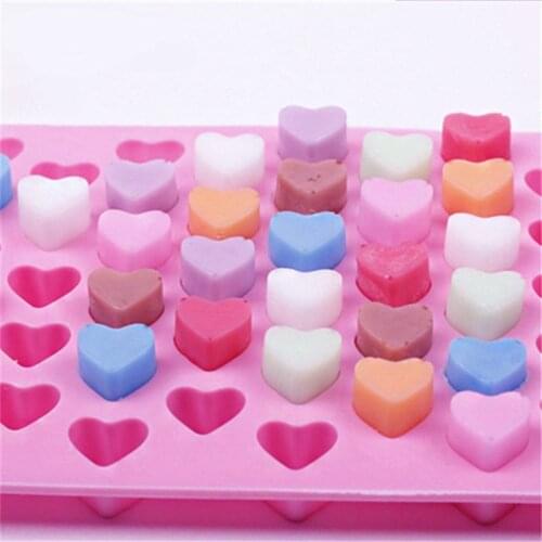 1pcs 55 Holes Non-stick Silicone Chocolate Cake Love Heart Shaped Mold Bakeware Baking Jelly Ice Heart Mould baking gadgets