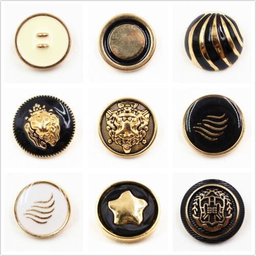 10pcs , 25mm Classic fashion Golden Badge metal buttons,DIY handmade materials, Clothing accessories Point oil word metal button