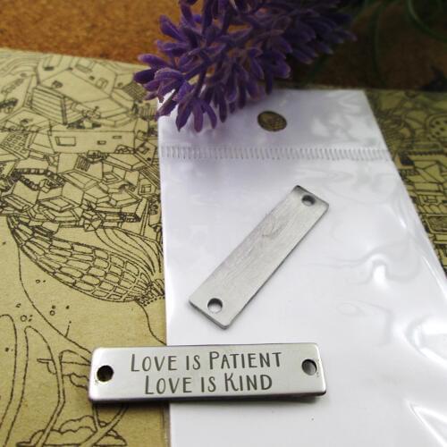 10pcs--Love is Patient Love is Kind Connector stainless steel charms more style for choosing DIY Charms for necklace 30x7mm