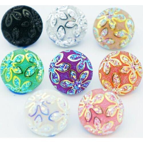 10Pcs MIXed 18MM Flowers Cameo Multicolor snaps buttons fit DIY charm snap bracelet jewelry Color Random wholesale NS1005