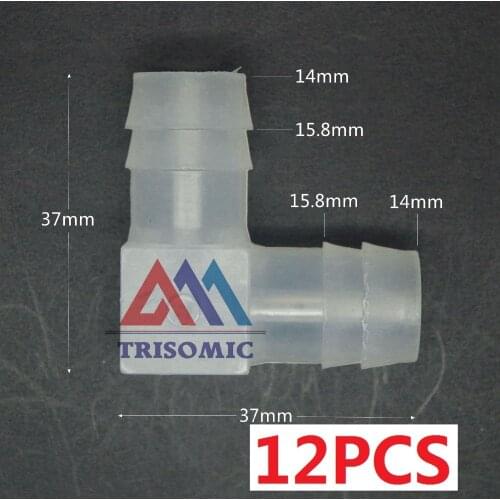 12 pieces 14mm Elbow equant Connector Equal Tube Joiner Material PP Plastic Fitting Fish Tank Airline Aquarium