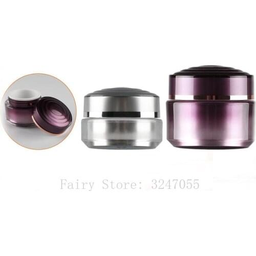 15g50g 20pcs/lot Acrylic Spiral Cosmetic Dome Cream Container,Empty Portable Gradient Purple/Silver Jar,Facial Cream Pot Package