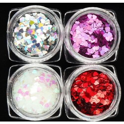 2Pcs Heart Sequins AB Silver Red Resin Filling Sequin Nail Art Sticker Decor Crafts Diy Resin Epoxy Mold Filler Jewelry Making