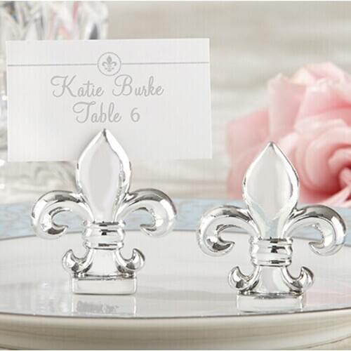 200PCS/LOT Resin Fleur de Lis Silver-finish Place Card Holder Wedding Table Decoration Free shipping