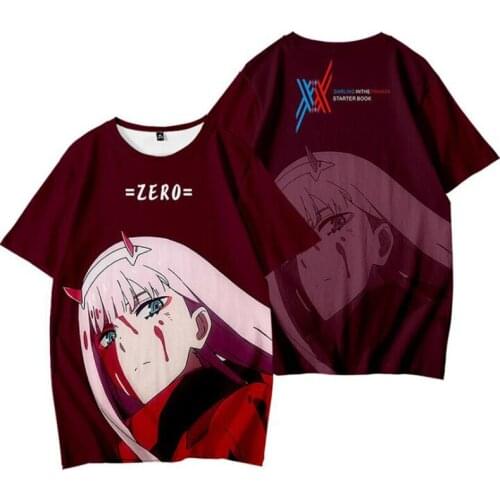 2021 Anime Darling In The Franxx 3D T-Shirt Men Women Zero Two Printed Tees Pullovers O-neck Funny Hip Hop Casual Clothes