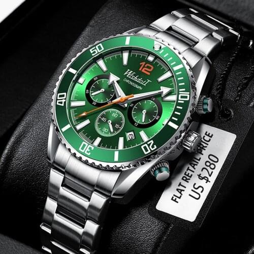 2021 Fashion Blue Mens Watch Stainless Steel Top Brand Luxury Diver Chronograph Sports Quartz Watch Mens Relogio Masculino