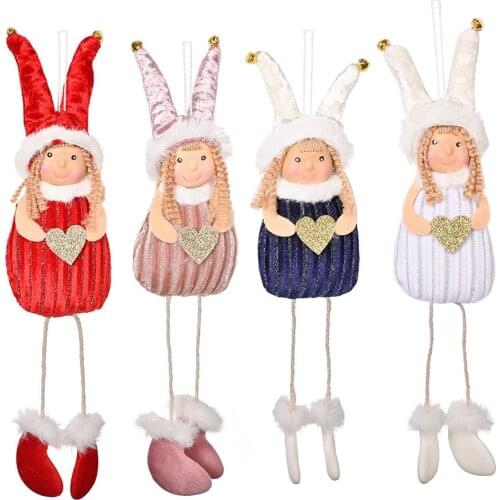 24 PCS Christmas Decorations Angel Dolls Pendant Xmas Tree Hanging Ornaments Handmade Plush Toy New Year Gift Wholesale XB