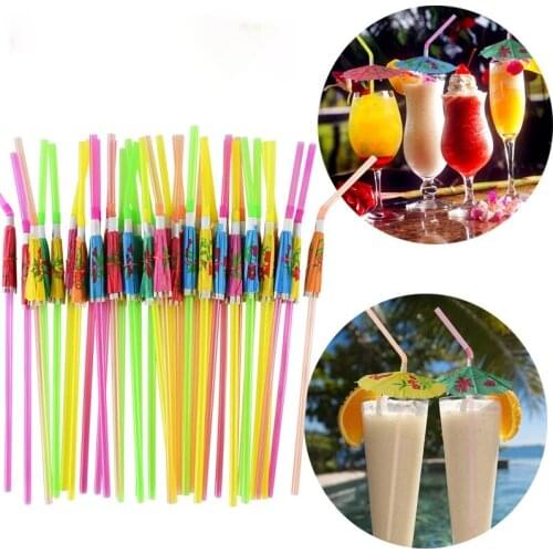 24/30/50pcs Umbrella Cocktail Drinking Disposable Straws Hawaii Party Facvor Juice Parasols Straws For Bar Summer Home Decor