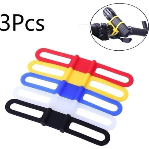3pcs Silicon Strap Mountain Road Bike Torch Phone Flashlight Bands Elastic Bandage Bicycle Light Mount Holder Bike Accessories
