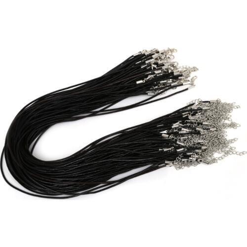 5Pcs/lot 2mm Adjustable Real Leather Cord Rope String For Jewelry Bracelets Necklace Findings Making Lobster Clasp String