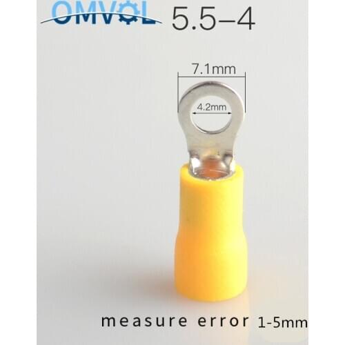 50pcs RV5.5-4 yellow Insulated Ring Terminal Connector