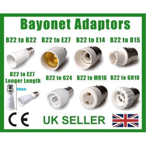 25+ TYPES OF LIGHT SOCKET ADAPTOR BASE CONVERTER EXTENDER LAMP HOLDER BC ES GU10