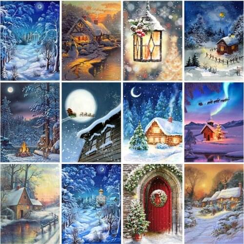 DIY 5D Diamond Painting Full Square/Round Mosaic Resin Diamond Embroidery Winter Snow Scenery Landscape Cross Stitch Kits