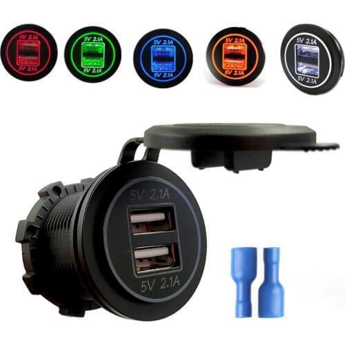 12V/24V Dual USB 2.1A Car Charger Power Adapter For iPhone iPad Mobile Phone GPS