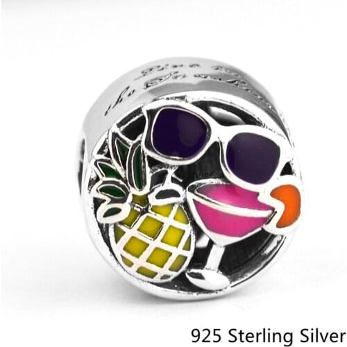 CKK Summer Fun, Mixed Enamel Charms 925 Sterling Silver Beads Original Jewelry Making Fits For Bracelets