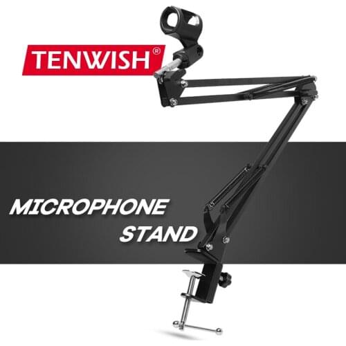 TENWISH Recorder Microphone Holder Flexible Desktop Scissor Boom Arm Mic Stand Multi Angle Home Studio Photographic Equipment