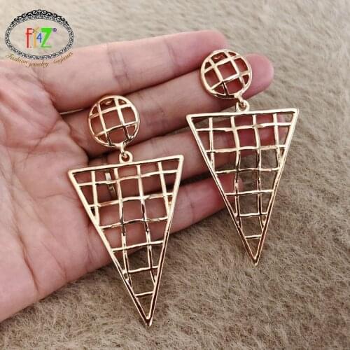F.J4Z New Womens Geometric Earrings Hyperbole Punk Hollow Alloy Oval Triangle Circle Lady Drop Earring Jewelry Gifts Dropship