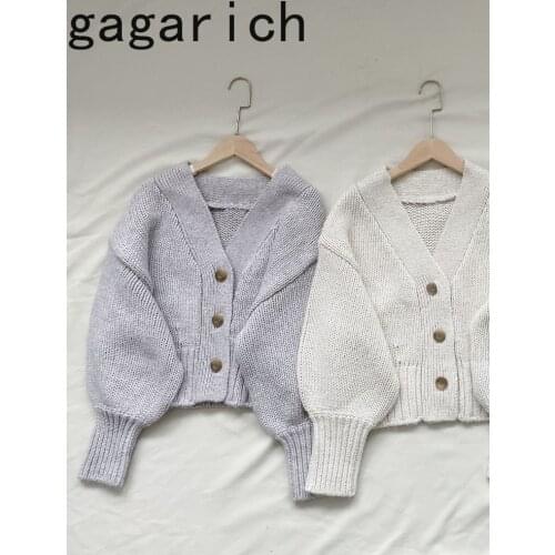 Gagarich Women Sweater 2021 Spring Autumn Japanese Elegant Temperament Ladies Sweet Simple Loose Lazy Style Coarse Knit Cardigan