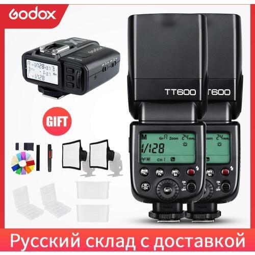 Godox 2PCS TT600 2.4G Wireless Camera Flash Speedlite with X1T-C/N/S/F/O Transmitter