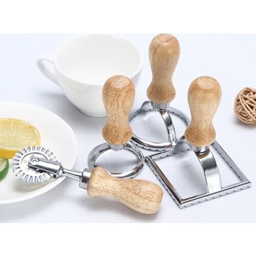 Dumpling Cutter Maker Wood Handle Oven Pasta Cookie Mold Pizza Wheel Cutter Dough Slicer Cookie Pastry Cutter Baking Pastry Tool