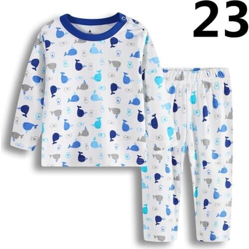 Blue Whale Baby Clothes Suit At Home 100% Cotton Boys Sleepwear Top Quality Children T-Shirt Pant Set 3-6 6-12 12-18 18-24 Month