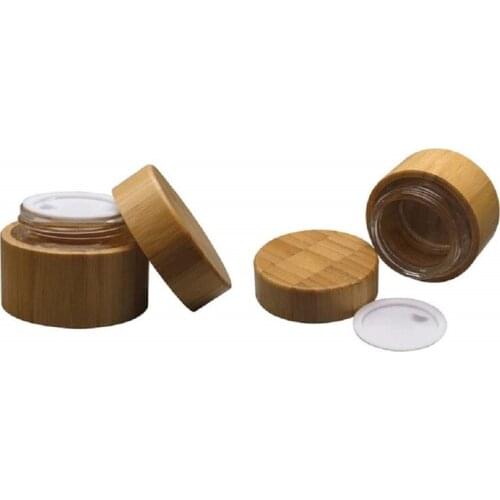 CBD Hemp oil 1oz 1.7oz bamboo cosmetic body butter containers face lotion cream gel bamboo glass liner jars with lids skin care