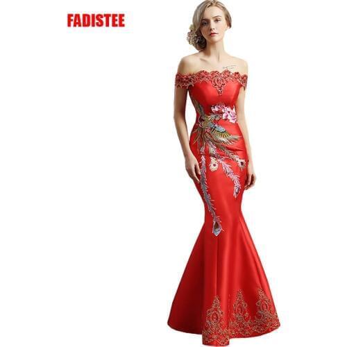 FADISTEE New arrival elegant party dress evening dress Vestido de Festa appliques crystal long style gown