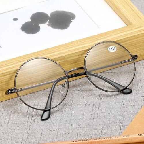 Seemfly New Metal Reading Glasses Fashion Men Women Round Frame Clear Lenses Presbyopic Eyeglasses Computer Goggle Spectacle