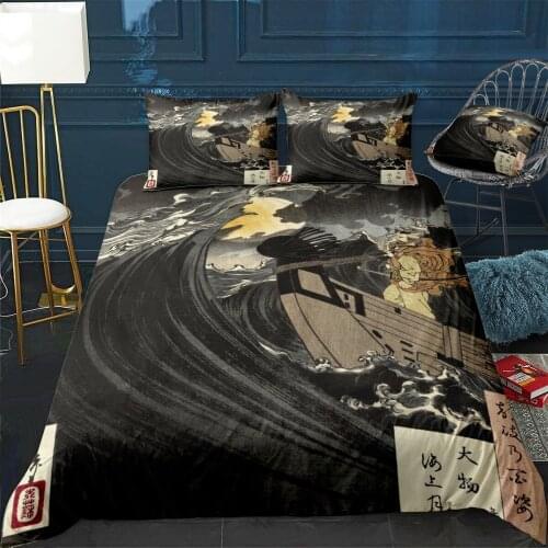 Benkei and the moon Quilt Cover Pillowcase 3Piece Comforter Bedding Set With Pillow Case Single Double Duvet Cover Home Decora