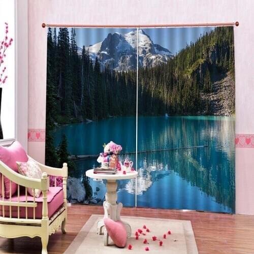 Customized size Luxury Blackout 3D Curtains For Living Room Landscape scenery Window Drapes Sets ( left and right side)