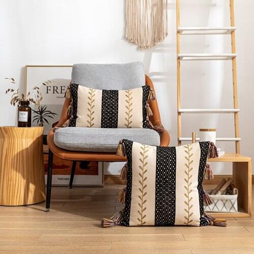 Handmade Tassel Cushion Cover Farmhouse Throw Pillowcase Hidden Zipper
