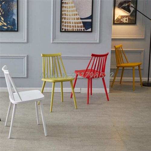 Nordic chair simple plastic home dining chair stool backrest Windsor chair makeup chair net red modern desk chair